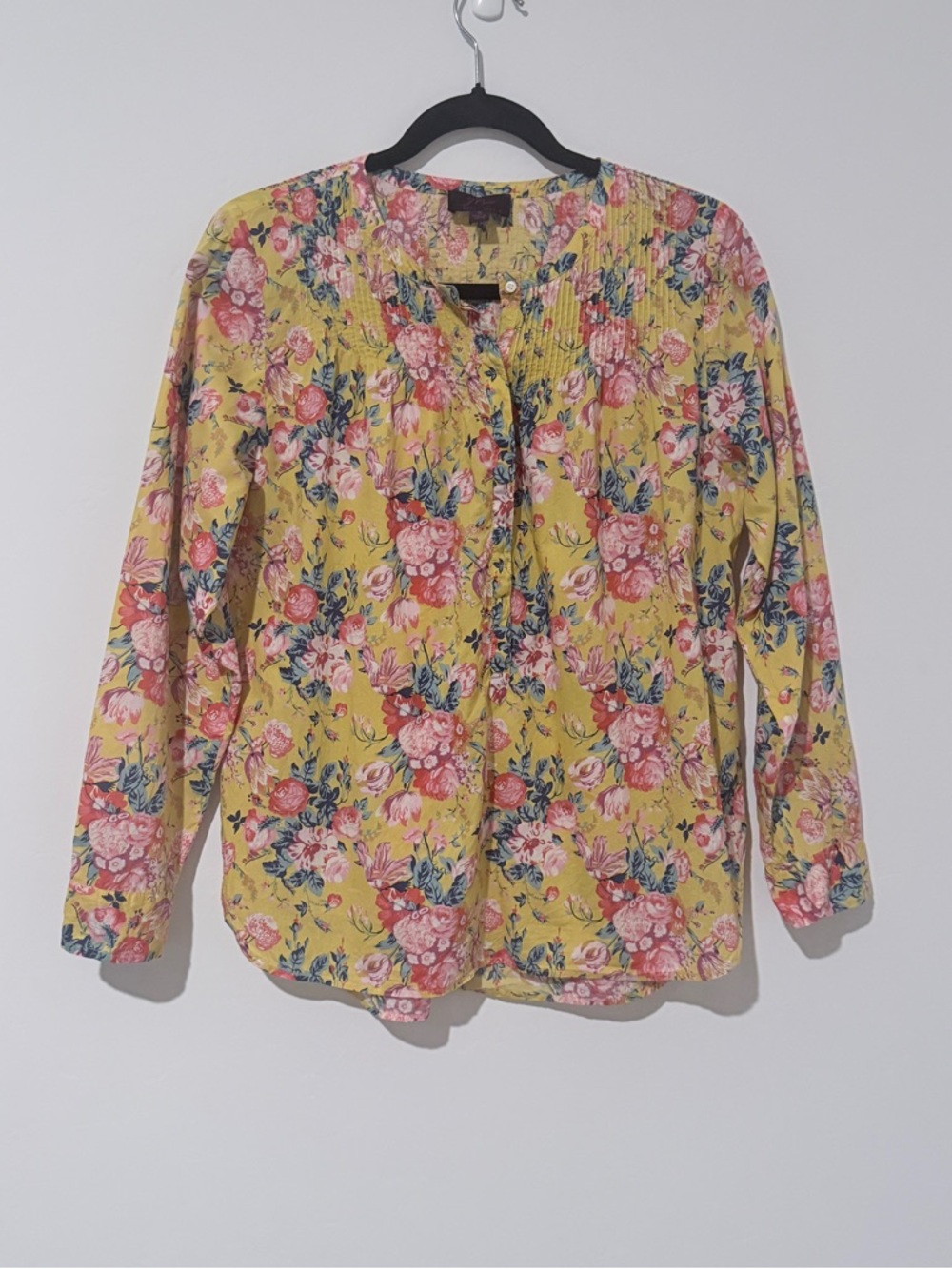 J. Crew Yellow Floral Long-Sleeve Blouse Size 6
